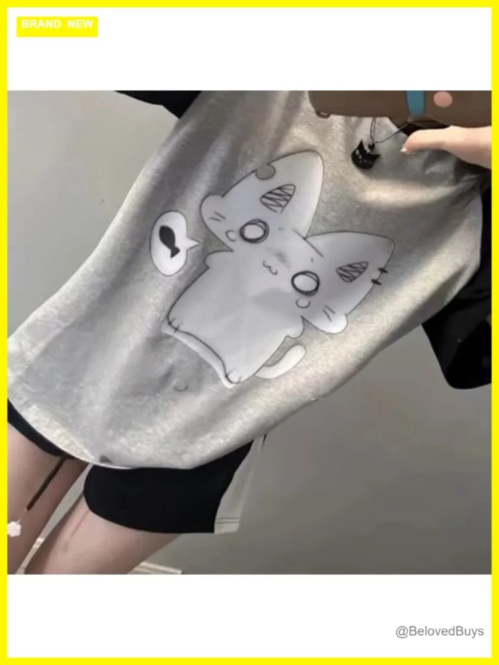 Oversized Kawaii Anime Graphic Tee Half Sleeve Streetwear Y2K Pastel Goth